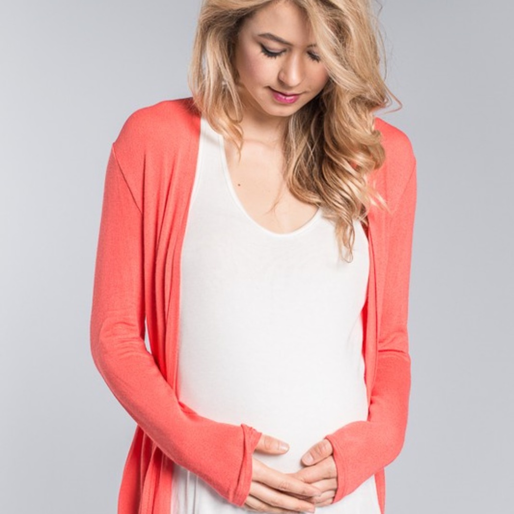 Semi Sheer Knit Cardigan - Coral